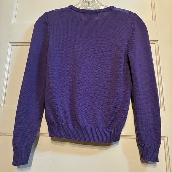 Petite Sophisticate Purple Argyle Sweater With Shimmer Literary Chic - Picture 3 of 13